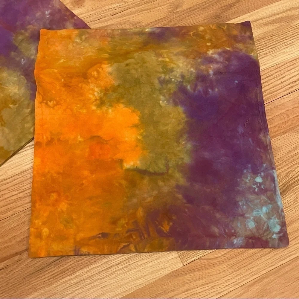 2 pillow cases pillow covers jewel tone purple gold dyed throw pillow cases